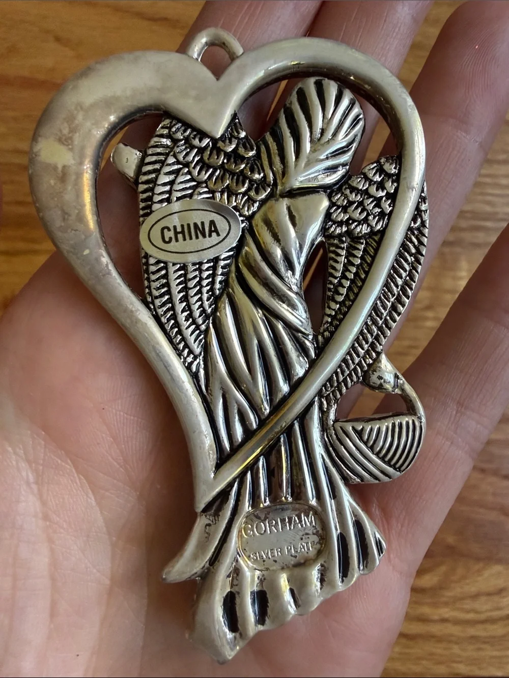 Gorham Silver Plated Angel Ornaments Hope Peace Love holiday Christmas decor